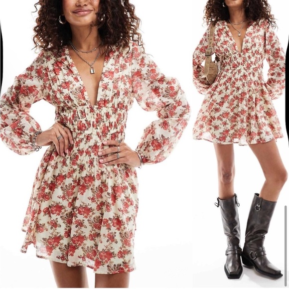 Free People Keep You Floral Mini Dress in Classic Combo - Picture 3 of 15